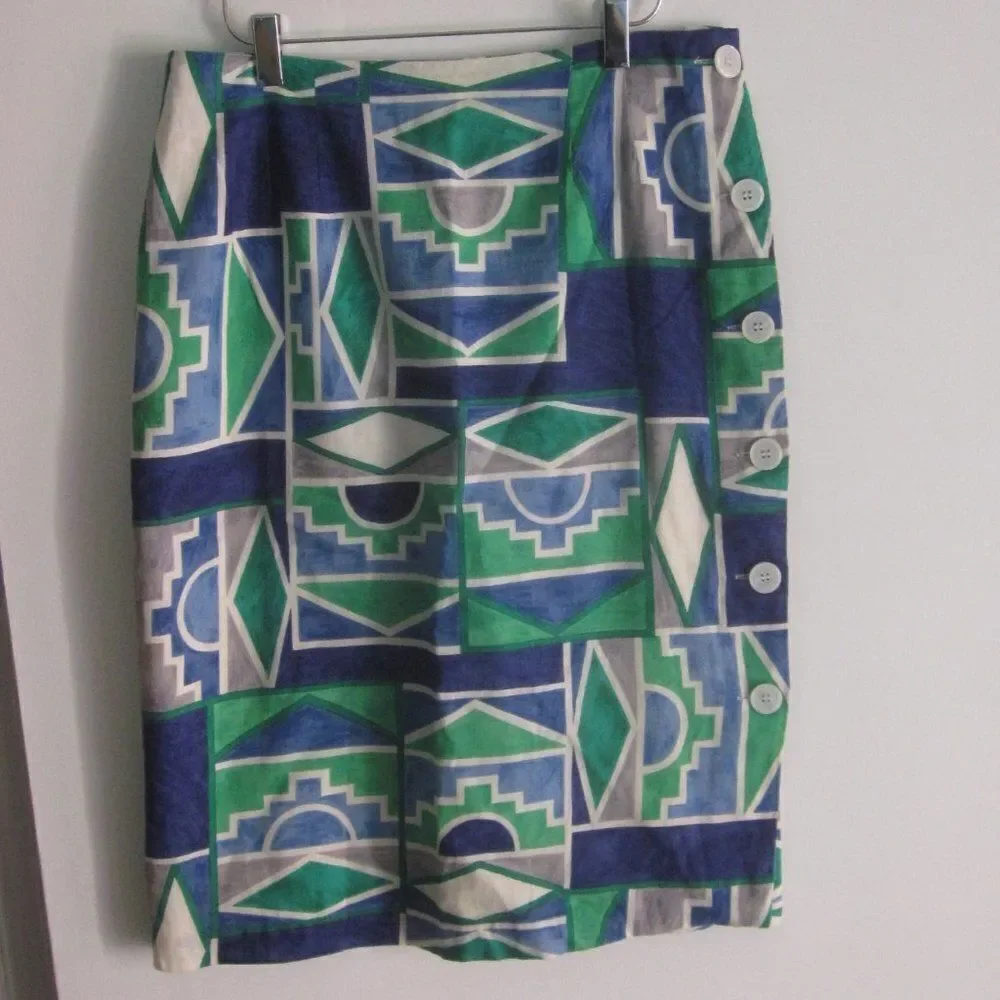 Helene Sidel Vintage 60's Button Up Summer Skirt Size 12 Lined 31
